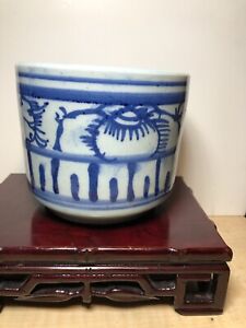 Antique Blue White Brush Pot Japanese Porcelain