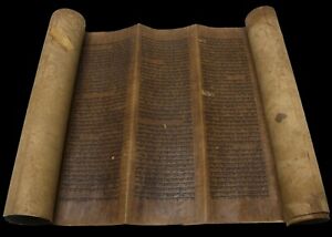 Torah Bible Vellum Manuscript Leviticus Scroll Judaica 350 Yrs Morocco