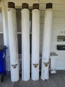 4 Vintage Antique 83 Round Wood Load Bearing Structural Porch Columns From 1912