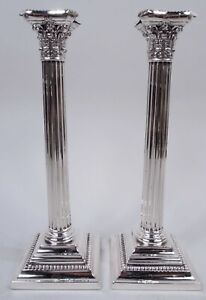 Gorham Candlesticks A3208 Antique Classical Column American Sterling Silver 1908