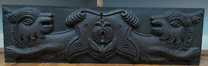 1600s Antique Gothic Carved Oak Wood Dragon Serpent Architectural Element 24 