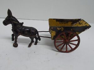 Cast Iron Donkey Pulling Pressed Tin Cart Pull Toy Hubley Ca Teens If It Is