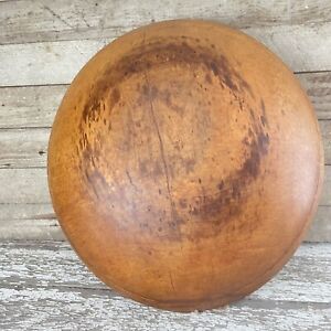 Large Early Colonial Antique Birdseye Vermont Maple Wood Dough Bowl 21 Aafa