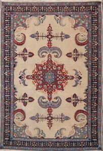 Antique Vegetable Dye Sarouk Farahan Area Rug Hand Knotted Oriental 5 X7 Carpet