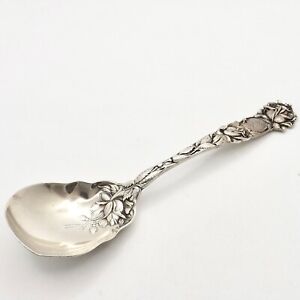 Antique Alvin Bridal Rose Sterling Silver Sugar Spoon 6in 38gr 1903