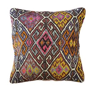 Handmade Exquisite Turkish Vintage Kilim Pillow Cover 16x16 Inv8023 