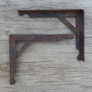 2pc Antique Victorian Shelf Brace Wall Brackets Wrought Iron Stable Shed 8x6 5 