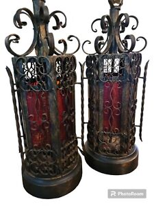 Beautiful Vintage Spanish Revival Style Wrought Iron Table Lamps