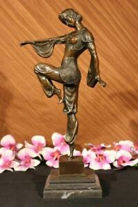 Chiparus Dancer W Striking Pose Bronze Sculpture Art Deco Nouveau Lost Wax Deal