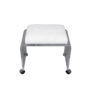 Vintage Lucite Waterfall Bench With Boucl Upholstery And Casters