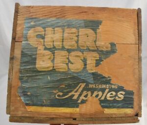 Old Vintage Rustic Wooden Box Crate Advertising Washington Apples 19x12x10