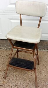 Vintage Cosco Mid Century Modern Mcm Flip Seat Step Stool Chair White