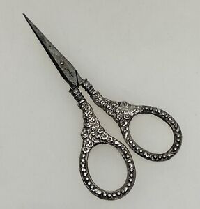 Unger Bros Sterling Silver Antique Ornate Sewing Embroidery Scissors 92040