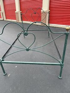 Antique Victorian Green Cast Iron Bed Architectural Garden Yard Art
