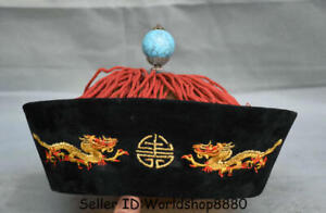 9 6 Old Chinese Qing Dynasty Silk Cloth Official S Hat Cap Official Headgear