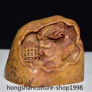 3 6 China Tianhuang Shoushan Stone Carved Lion Foo Dog Statue Seal Stamp Signet