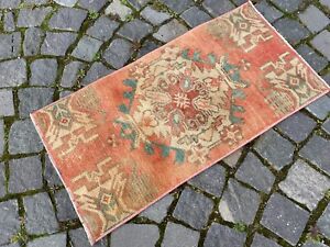 Doormats Turkish Handmade Rug Vintage Wool Rugs Bohemian Small Rug 1 4 X 2 7 Ft