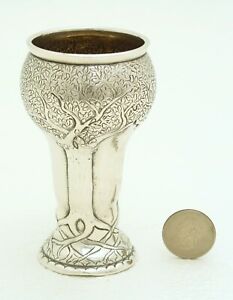 Danish Solid Silver Art Nouveau Vase Chased Tree Motif Heimburger Made 1921