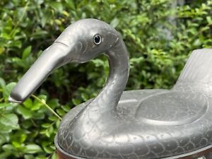 Pair Qing Dynasty Late 1800s Chinese Pewter Ducks Food Warmer Antique Provenance
