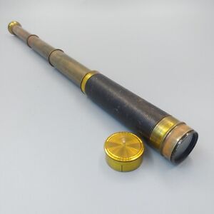 Antique Marine Ships Telescope Spyglass 3 Draw 16 Inch Long French With Case