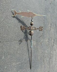 Org Vintage Copper Swordfish Weathervane C1930 Made For Captain Redfield House