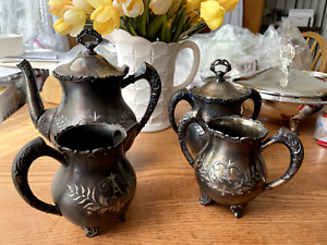 Antique Hartford Silver Co Quadruple Plate Tea Set Coffee Tea Set 25015
