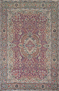 Purple Rug Floral Tebriz Living Room Area Rug 7x10 Handmade Traditional Carpet