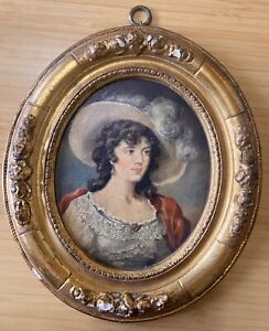 Vintage Borghese Italy Picture Oval Gold Frame 9x8