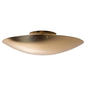 Two Enlighten Rey Perforated Dome Ceiling Lamp In Polished Brass