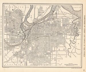 1907 Antique Kansas City Street Map Of Kansas City Missouri Kansas 952