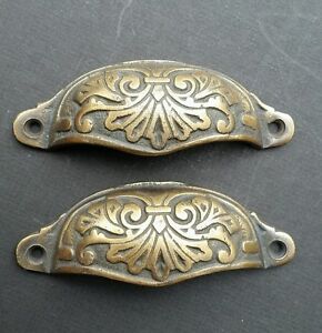 2 Ornate Apothecary Cabinet Drawer Cup Pull Handles Victorian Style 3 1 2 C A1