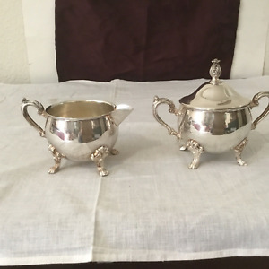 Pair Of Vintage Sheridan Silverplate Cream And Sugar With Lid Set