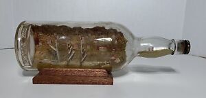 Antique Carved Wood Ships In A Glass Bottle 11 5 8 Long American Folk Art