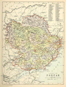An A3 Size Reproduction Map Of Forfar County Original Dated 1891 