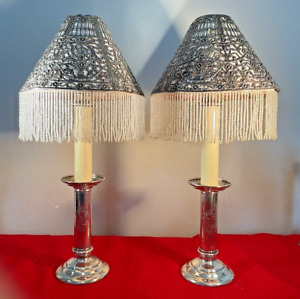 Tiffany Co Sterling Silver Candlesticks Candleholders W Gorham Lamp Shades
