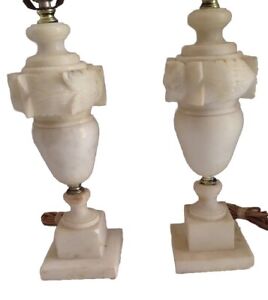Alabaster Lamps Corinthian Urn Form Neo Clissical Hollywood Regency