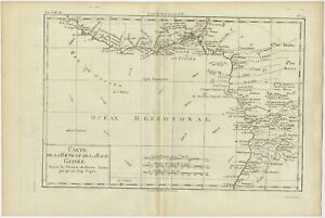 Antique Map Of The Coast Of Guinea By Bonne C 1780 