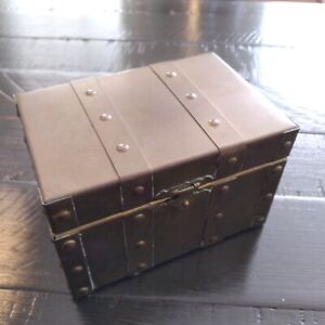 Small Vintage Brass Chest Keepsake Trinket Hinged Box