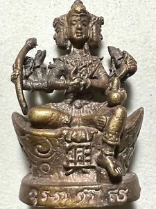 Phra Prom 4 Face Lp Rare Old Thai Buddha Amulet Pendant Magic Ancient Idol 19