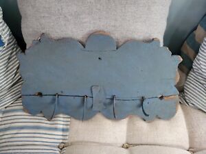 Early Primitive Small Wooden Fowl Game Rack In Blue