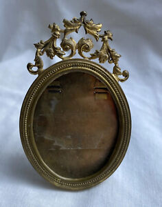 Antique Fancy Brass Oval Picture Frame 3 1 2 X 2 1 4 