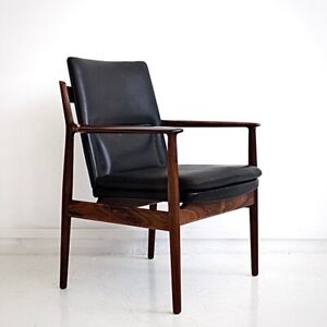 1960s Danish Rosewood Leather Arne Vodder Arm Chair Mid Century