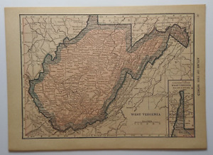 1915 Antique West Virginia Miniature Atlas Map 8 X 5 5 Hammond S Handy Atlas