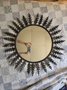 Mid Century Modern Large Ornate Round Wall Hanging Mirror
