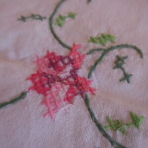 Tablecloth Towel Embroidery Handmade Linen Table Art Nouveau 20th France N3584