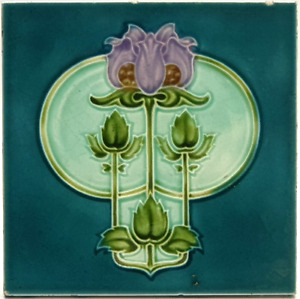 Art Nouveau Fireplace Tile Blue Majolica Floral Design T R Boote C1905 Ae2