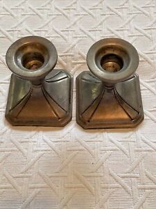 Hirsch Sterling Candlestick Candle Holder Weighted Square Stamped Lot Of 2
