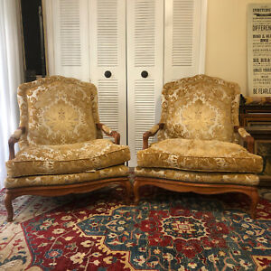 Lot Of Two Vintage Baker Furniture French Louis Xv Berg Re Arm Chair