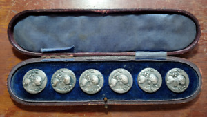 Set Of Six Antique Ej Trevitt Sons Sterling Buttons From 1902
