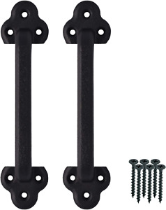 Black Barn Door Handle Cast Iron Pull 9 Inch Handle Set Of 2 Rustic For Doors 